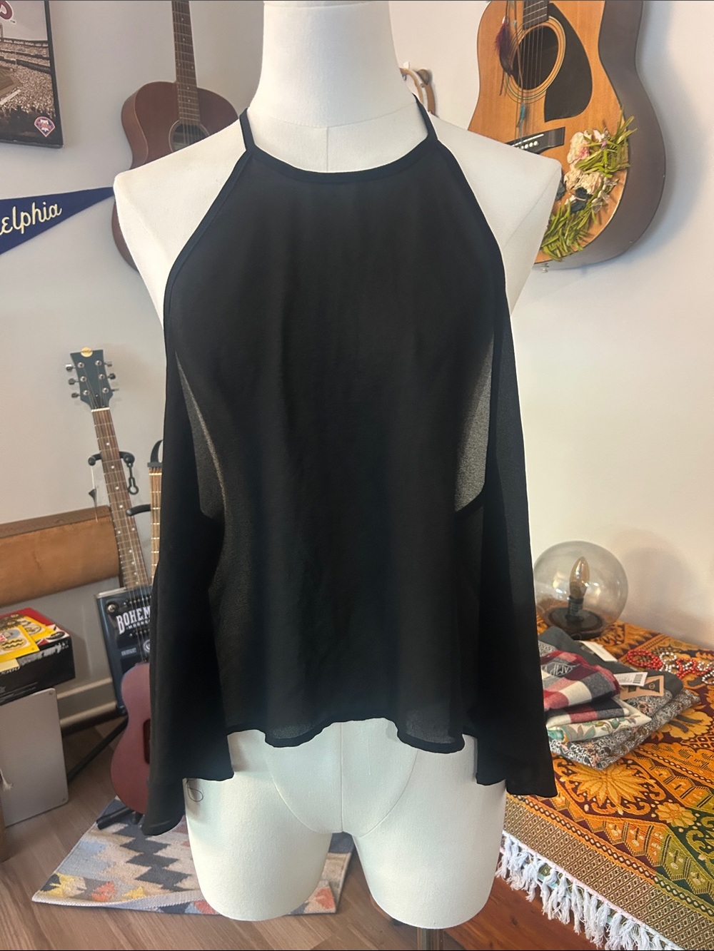 Urban Outfitters Sparkle & Fade Black Halter Swing Tank Top